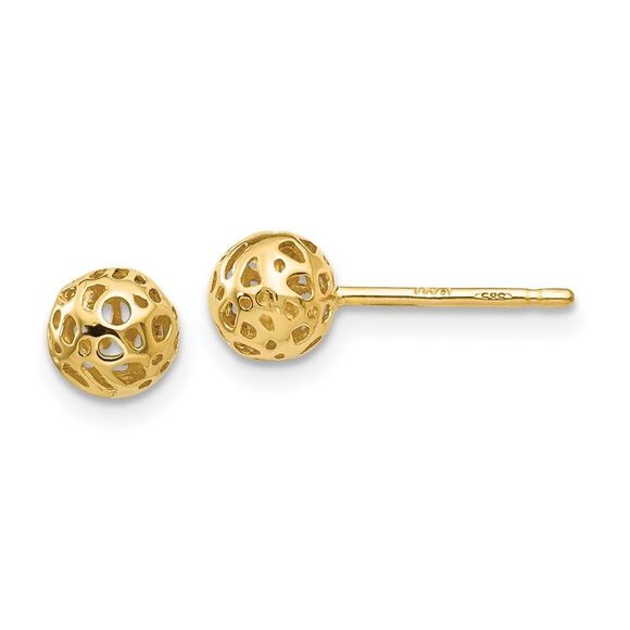 Kazi Luxury 14K Yellow Gold Small Fancy Ball Post Earrings